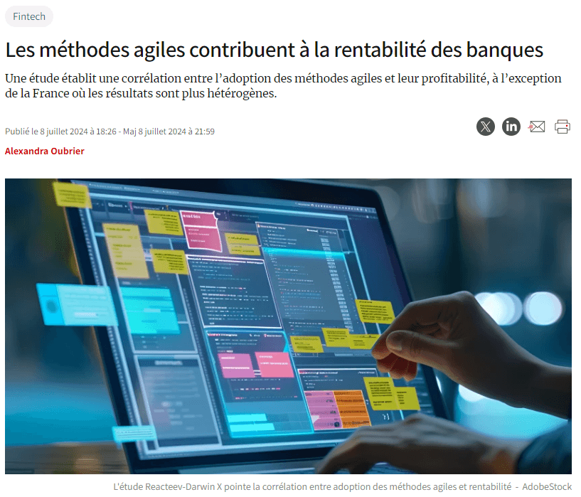 Les méthodes agiles contribuent à la rentabilité des banques, AGEFI