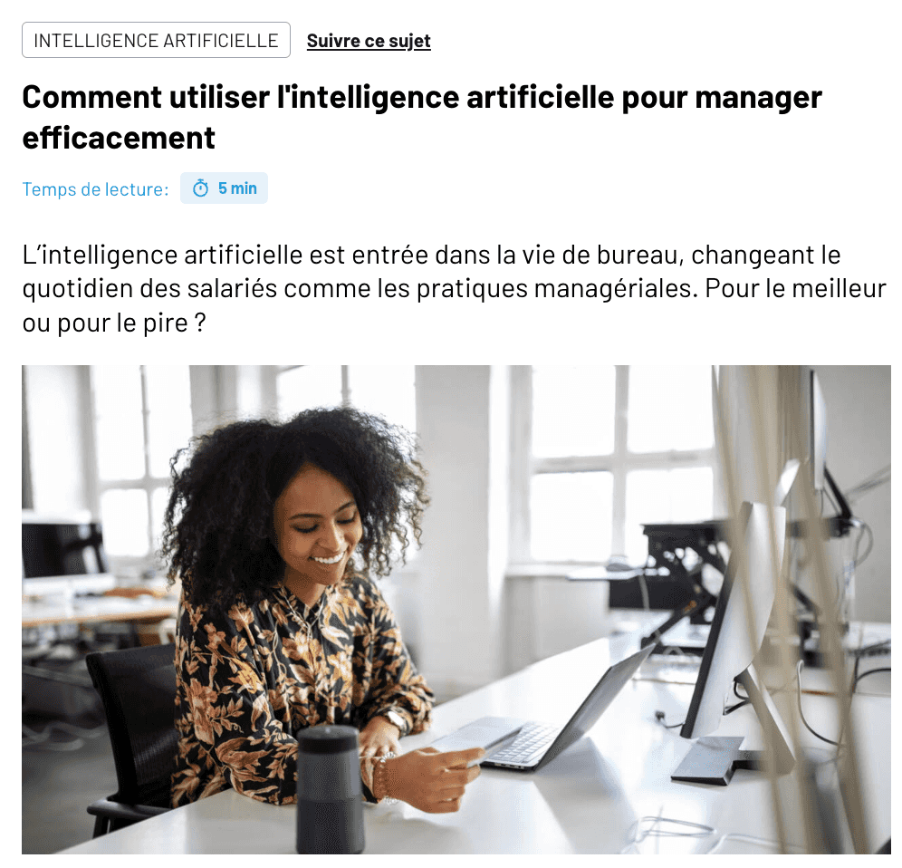 Comment utiliser l’intelligence artificielle pour manager efficacement, Capital Magazine